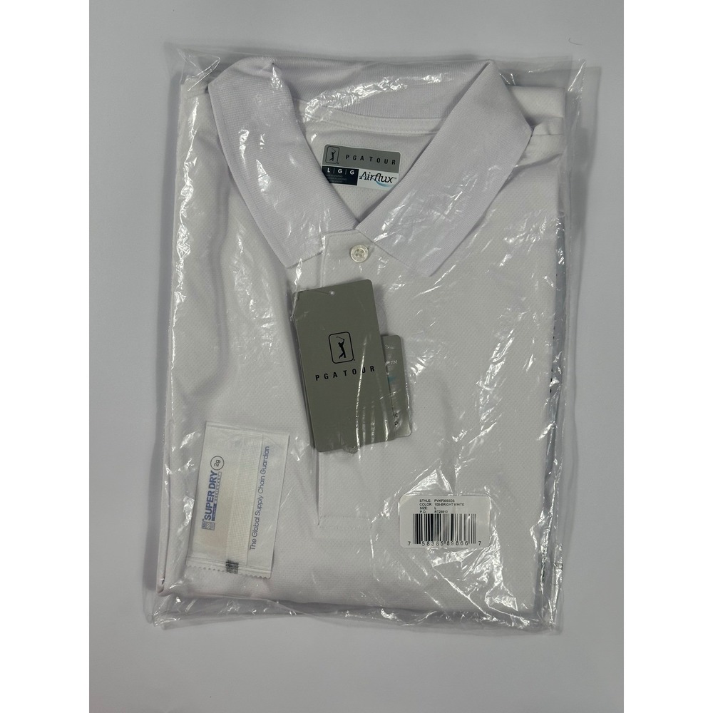 PGA TOUR Mens Airflux Short Sleeve Polo Shirt Bright White Size L MSRP $62 - Picture 3 of 6